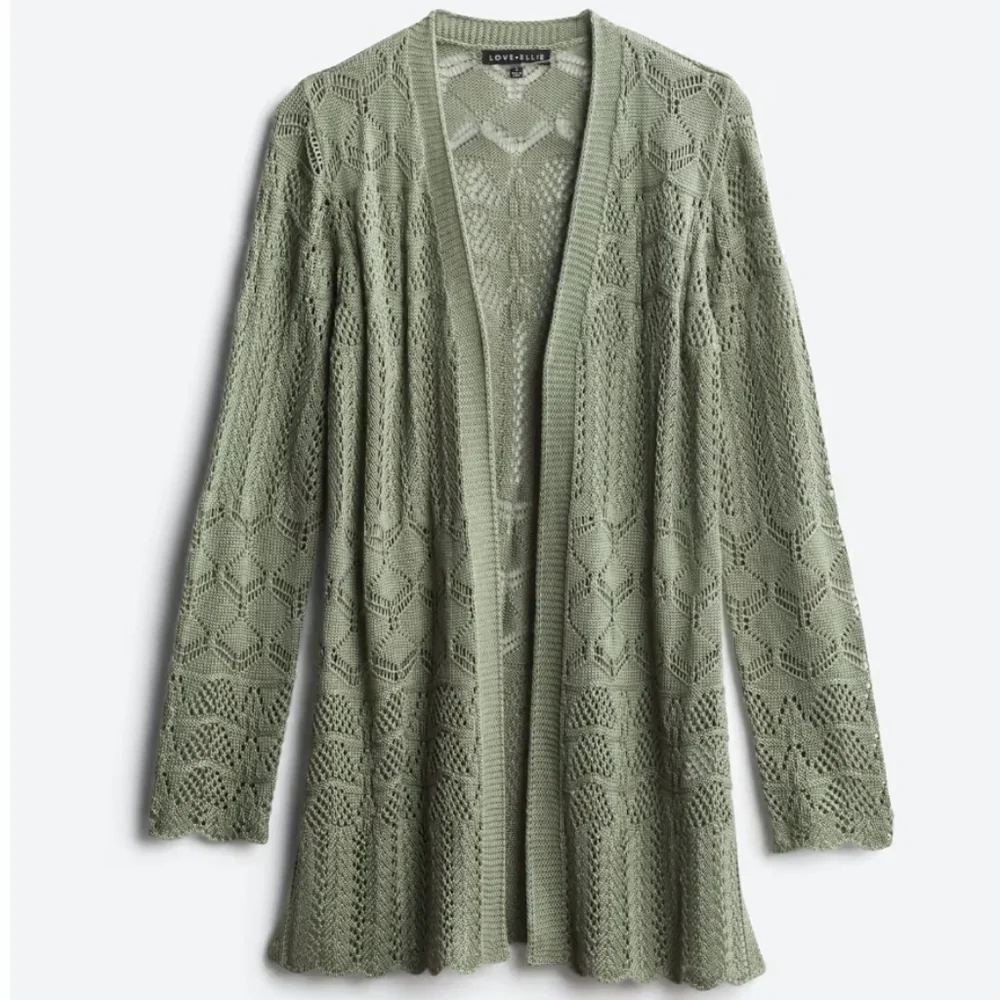 Love Ellie Cannan Pointelle Cardigan. Green. Size small.